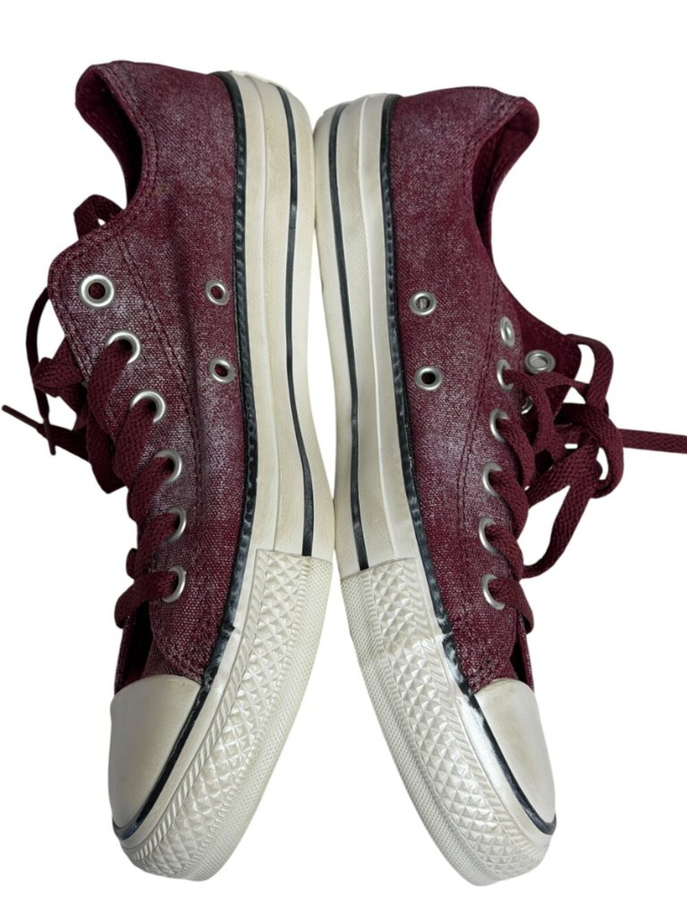 Converse All Star Ox Heart Sneakers Shoes Flats Womens Distressed Red 8 - Picture 6 of 10